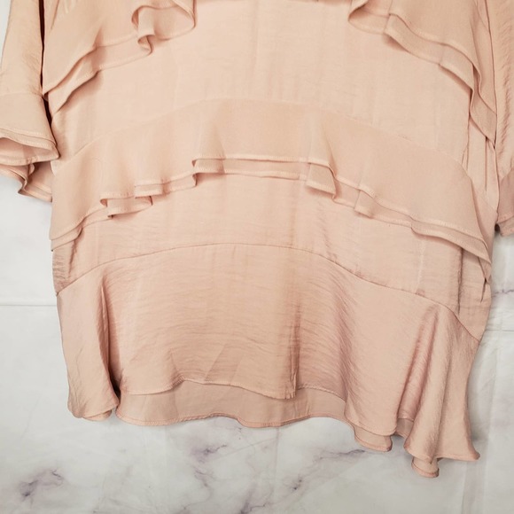 WHO WHAT WEAR pink layered shorts sleeve blouse S - Picture 2 of 9